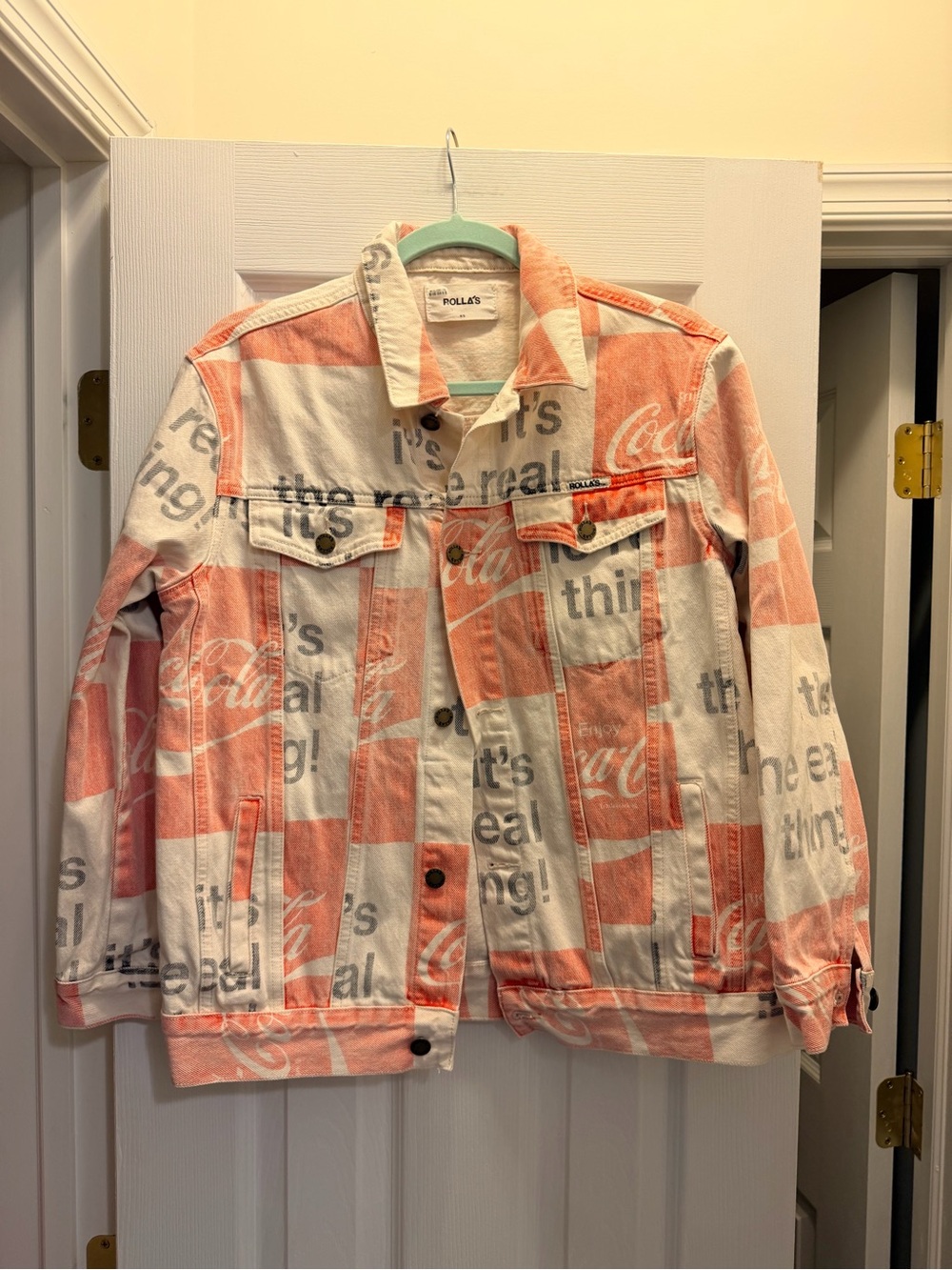 ROLLA'S Orange Cream Graphic Patchwork Denim Jacket